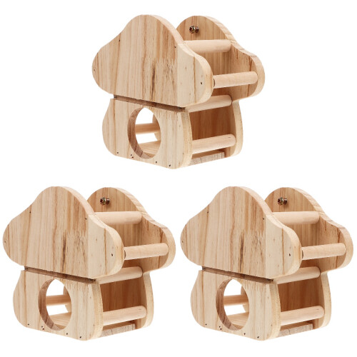 3Pièces Support En Bois Clair Pour Cage Animaux 1