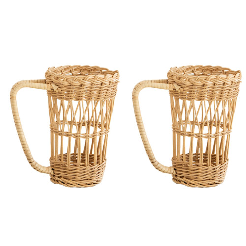 2Pièces De Tasse Antibrûlure En Rotin Pour Usage Polyvalent 1