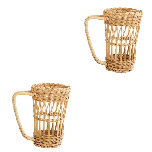 2Pièces De Tasse Antibrûlure En Rotin Pour Usage Polyvalent 2