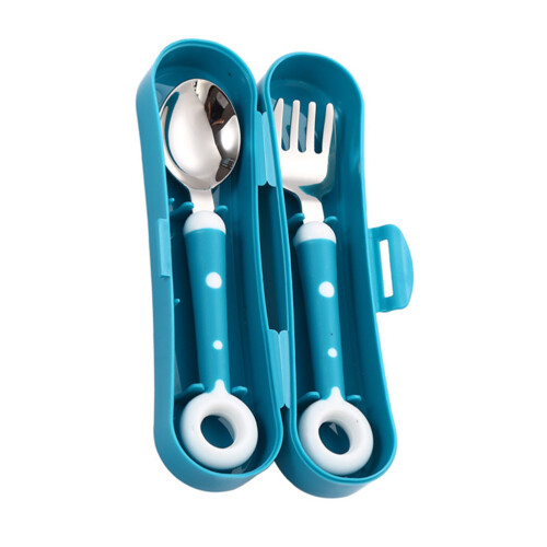 3Ensembles Couverts - Silicone Acier Apprentissage Vert