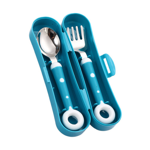 3Ensembles Couverts - Silicone Acier Apprentissage Vert 1