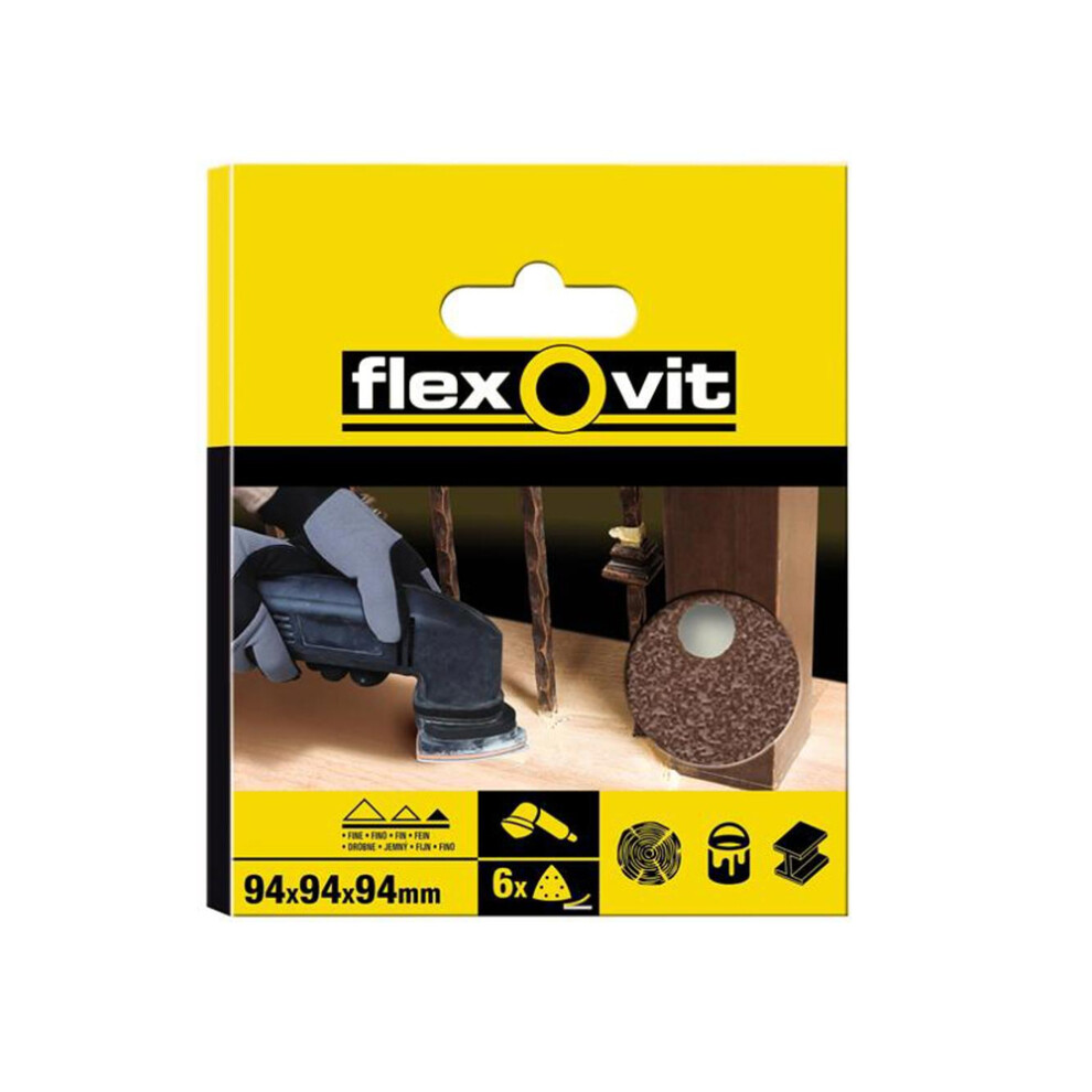 Flexovit Delta Hook & Loop Sanding Sheet 94Mm Medium 80G (Pack 6) 5903112983795