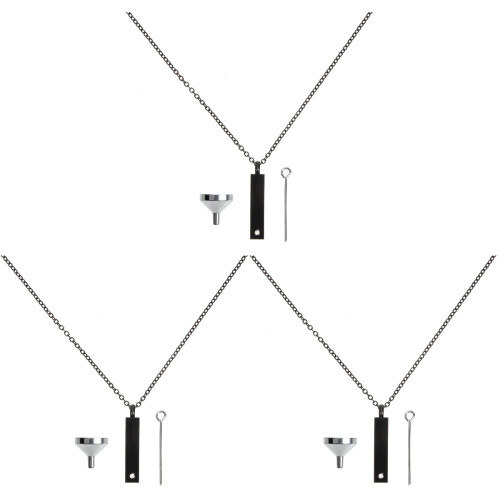 3Ensembles Pendentif Urne Acier Noir Pour Cendres 1
