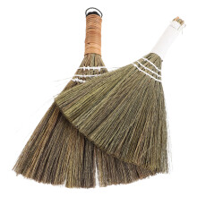 2Pcs Chinese Straw Broom Coffee Color Gentle Floor Sweeper for Home