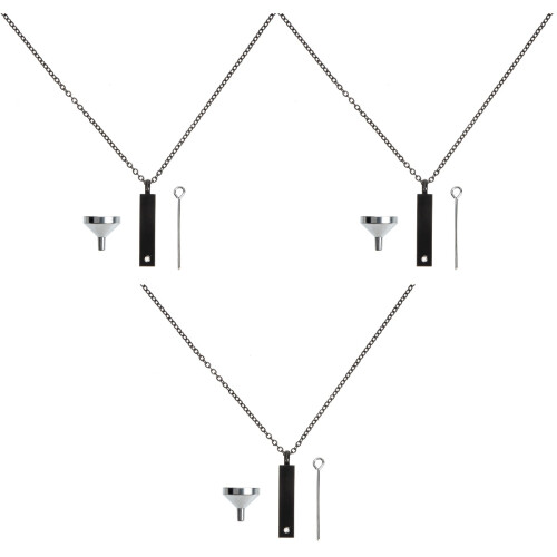 3Ensembles Pendentif Urne Acier Noir Pour Cendres 2