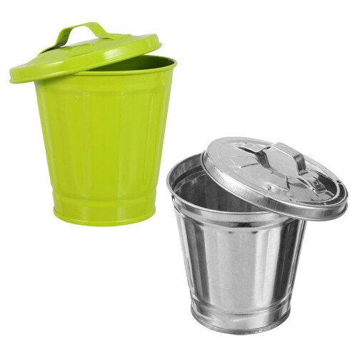 4Pcs Sturdy Metal Desktop Waste Containers with Lid Assorted Colors 2