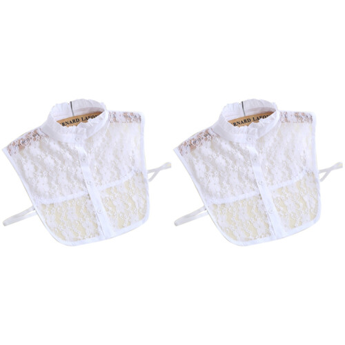 2Pcs White Lace Women Half Shirt Detachable False Collar 1
