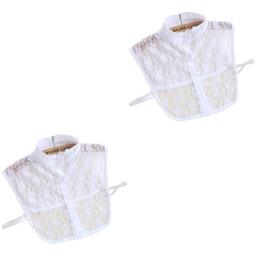 2Pcs White Lace Women Half Shirt Detachable False Collar 2