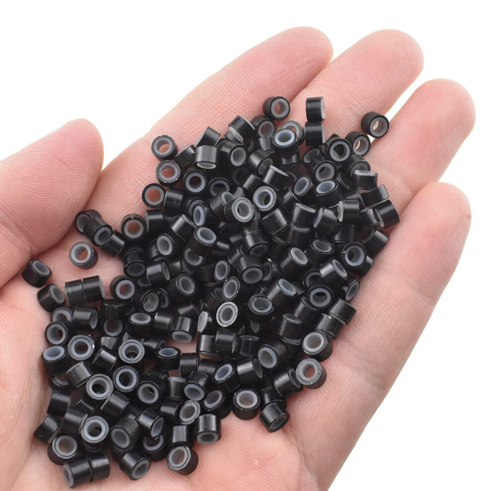 Unisex Brown 500Pcs Dark Micro Link Hair Extension Beads, Silicone Lined Aluminum Rings For Itip/Nano