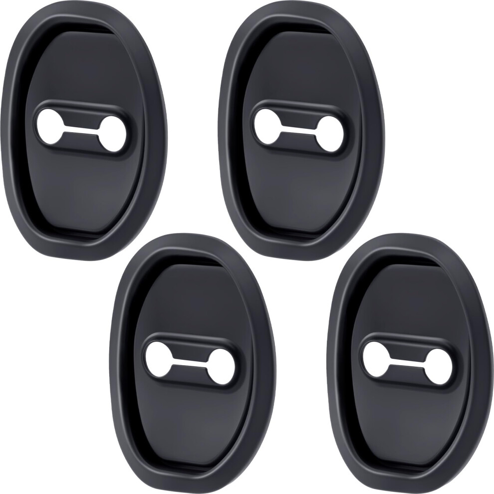 4Pcs Car Door Latch Cover Silicone Lock Protector Noise Reduction Weatherproof Guard Black 9070919806247