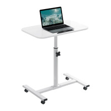 Mobile Standing Desk with Adjustable Height, 360 Rotating Laptop Cart on Wheels for Home Office Classroom White