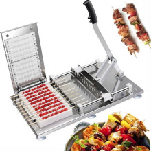 Commercial BBQ Skewer Maker Stainless Steel Manual Kebab Machine with Speed Threading and Large Capacity