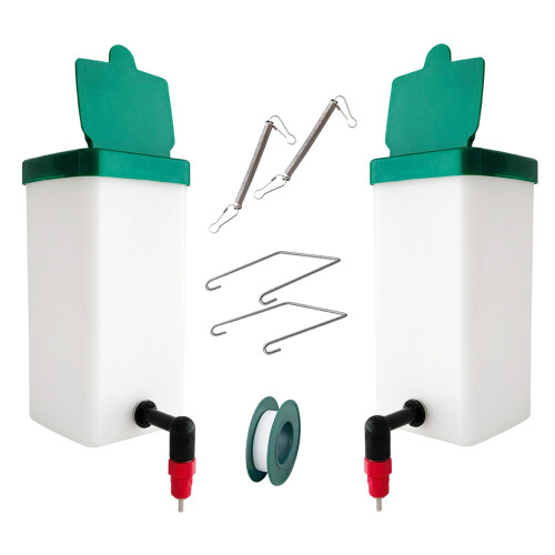 1L Automatic Chicken Waterer with Easy Refill Flip Lid, Hanging Poultry Drinking Cup System Red