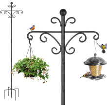 Squirrel Proof Bird Feeder Pole, 92 Inch Extra Tall Adjustable Shepherds Hook for Outdoor Garden Hanging Plants, Heavy Duty 1 Pack