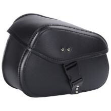 1Paire Sacoche Moto En Cuir PU Noir Étanche Grande Capacité
