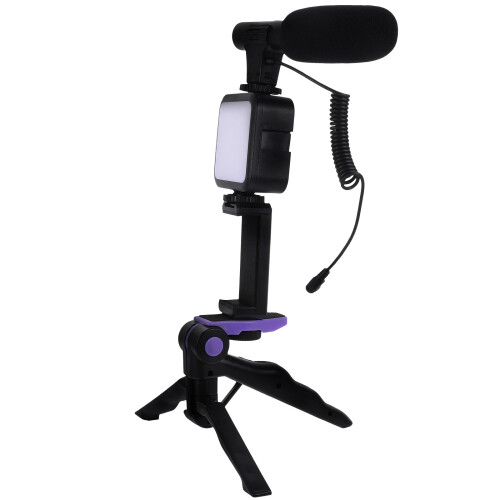 5Ensembles Trépied Selfie LED En ABS Noir Fill Light Pour 1