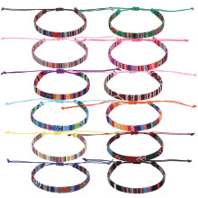 60Pièces Bracelets Surfeur Tissés Coton Lin Multicolores Plage