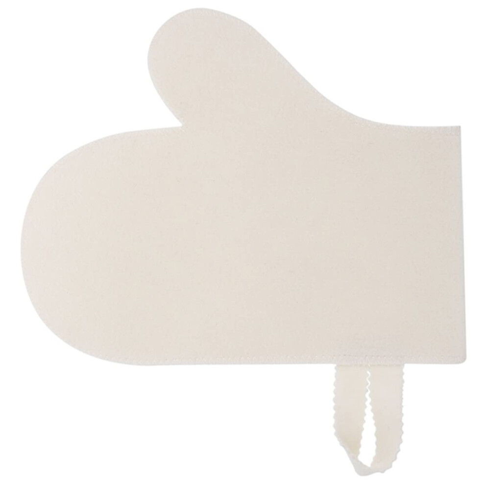 White Sauna Heat Protection Mitt Felt Fivefinger Glove For Spa Bathing And Gentle Exfoliation