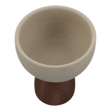 5Pcs Reusable Ceramic Footed Dessert Bowls with Elegant Wood Support