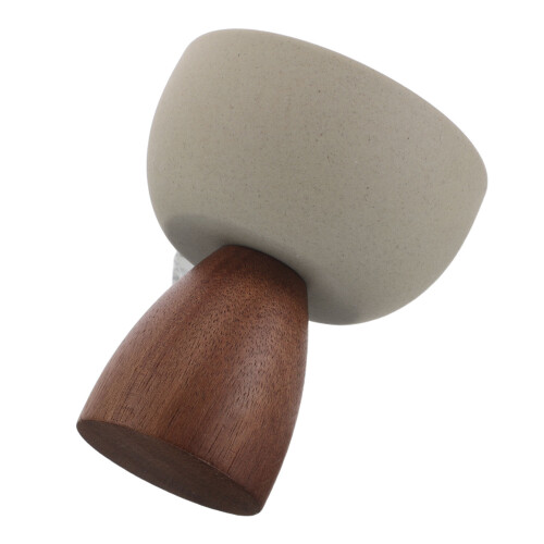 5Pcs Reusable Ceramic Footed Dessert Bowls with Elegant Wood Support 1