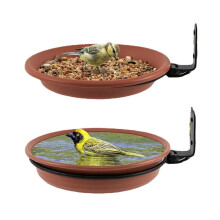 Heavy Duty Tree Mounted Bird Feeder and Bird Bath Bowl with Metal Brackets, Large Dual Use Set for Backyard (2 Pots 2 Brackets)