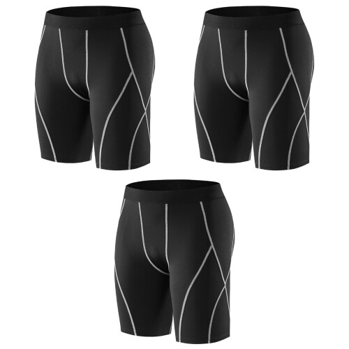 3Pièces Collants De Course Noir En Tissu Durable Respirant 1