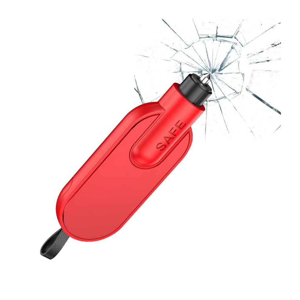 Car Safety Hammer Spring Loaded Emergency Window Breaker With Seatbelt Cutter Keychain Red 9070919807633