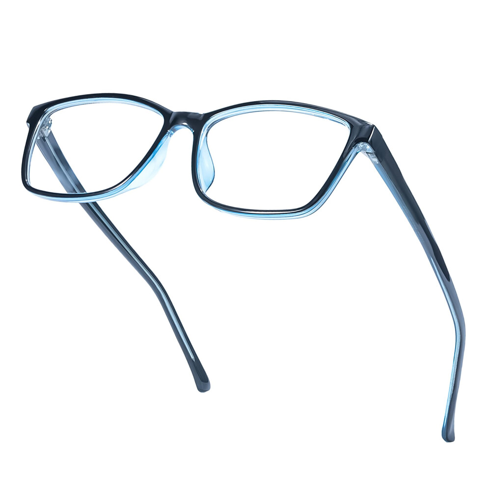 Blue/Light Reading Glasses +4.00 Magnification Sunglasses Uv Protection Crystal Clear Lenses