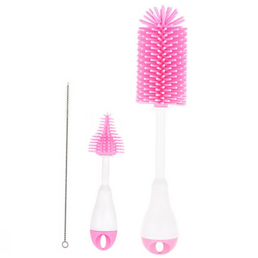 Baby Bottle Cleaning Brush Set with 360 Rotating Straw Brush and Gentle Silicone Bristles