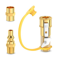 1/4 Inch RV Propane Quick Connect Kit with BuiltIn Shutoff Valve, Heavy Duty Brass Fittings for Low Pressure LP Gas