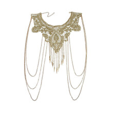 (As show, One size) Cha?ne Fine en or en dentelle florale, 1 pice, Bikini, cha?ne de corps, collier, bijoux pour femmes, maman, anniversaire, Boho