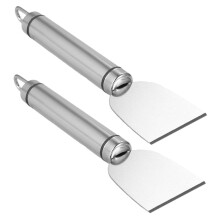 2pcs Stainless Steel Scraper with Ergonomic Grip for Stove Oven Refrigerator Cleaning