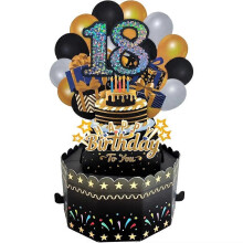 (As show, Pink-30th) Happy Birthday Greeting Card With Envelope 3D Gift Box 18th/30th/40th50th/60th Years Old Birthday Wishes Message Card Party Gift