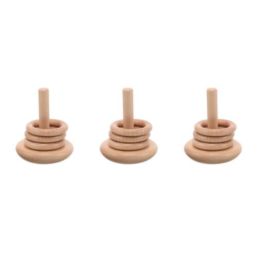 3Sets Durable Wood Ring Stacker Game Sensory Toddler Learning Toy 2
