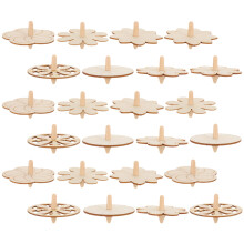 96Pcs DIY Painting Kids Gyro Toys Portable Beige Wooden Tops