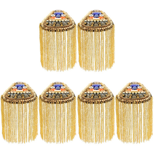 6Pièces Épaulettes Chaînes Dorées Décor Accessoire Costume 1