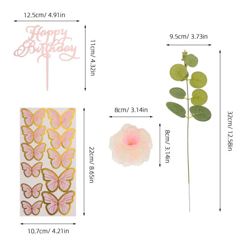 33Pcs Elegant Multi-Use Flower Cake Decoration Kit for Party Wedding 1