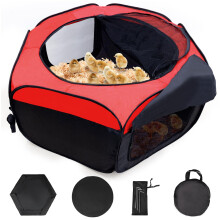 Chicken Brooder Box Pop Up Playpen with Cover and Waterproof Mat, Secure Enclosure Fits 17 Baby Chicks