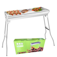 Portable Stainless Steel Charcoal Grill 72cm, 2 in 1 Grill and Fry, Large Cooking Surface for Camping Outdoor BBQ