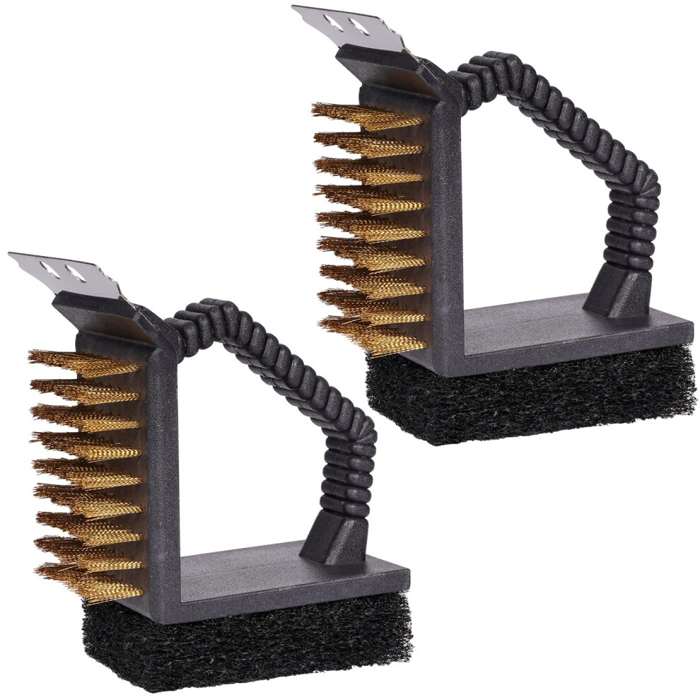 2 Pack Grill Brush And Scraper With Wire Bristles And Bristle Free Scrubs 9099447389787