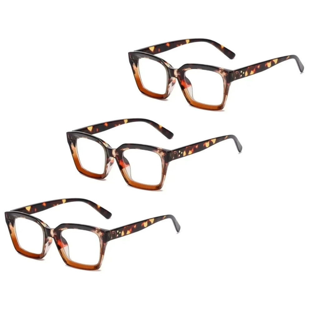 Blue Light Blocking Reading Glasses for Computer, Oversized Square Frame, 0+3.5 Diopter, Anti Glare HD Lens, Unisex