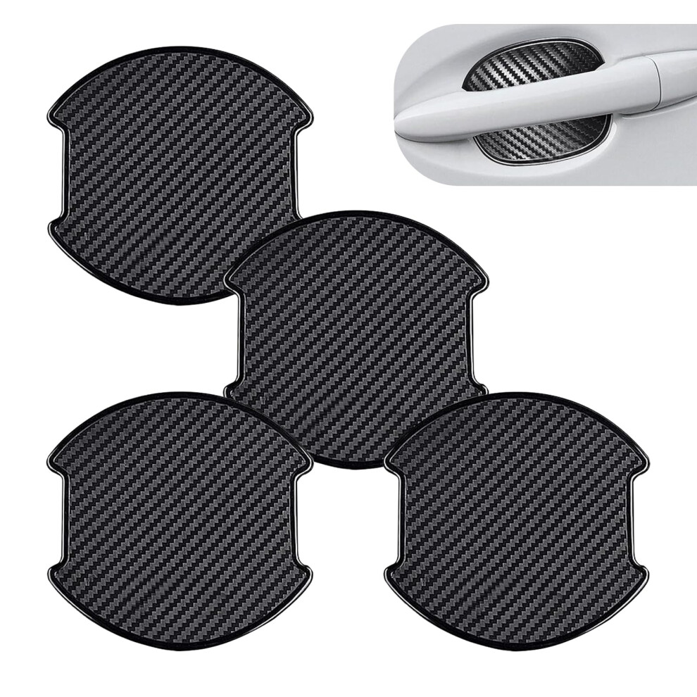 4Pcs Car Door Handle Protector, 3D Carbon Fiber Scratch Guard Film, Universal Fit For Most Cars 9070919810145