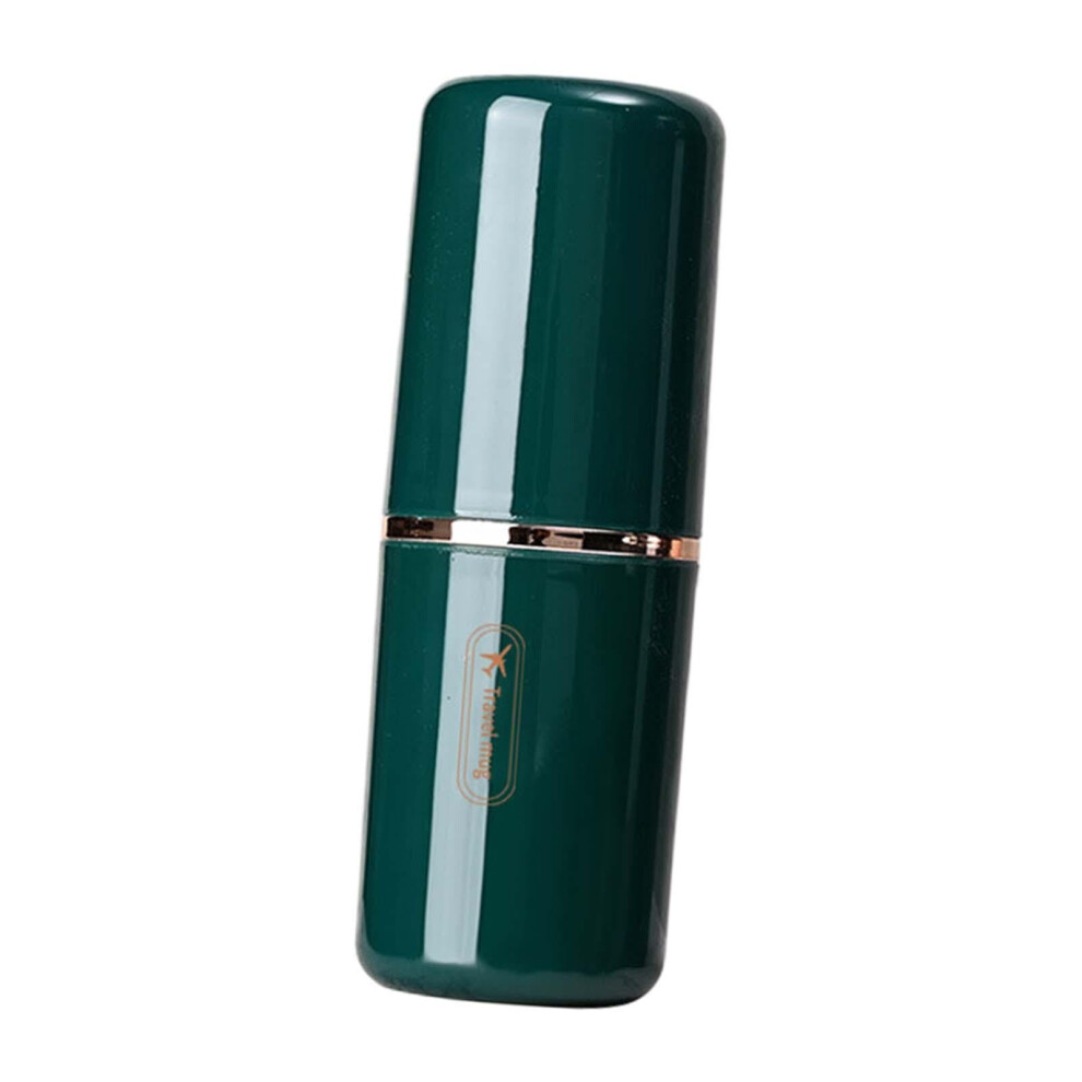 Green Travel Toothbrush Holder Cup With Lid, Twopiece Compact Organizer For Toothpaste,