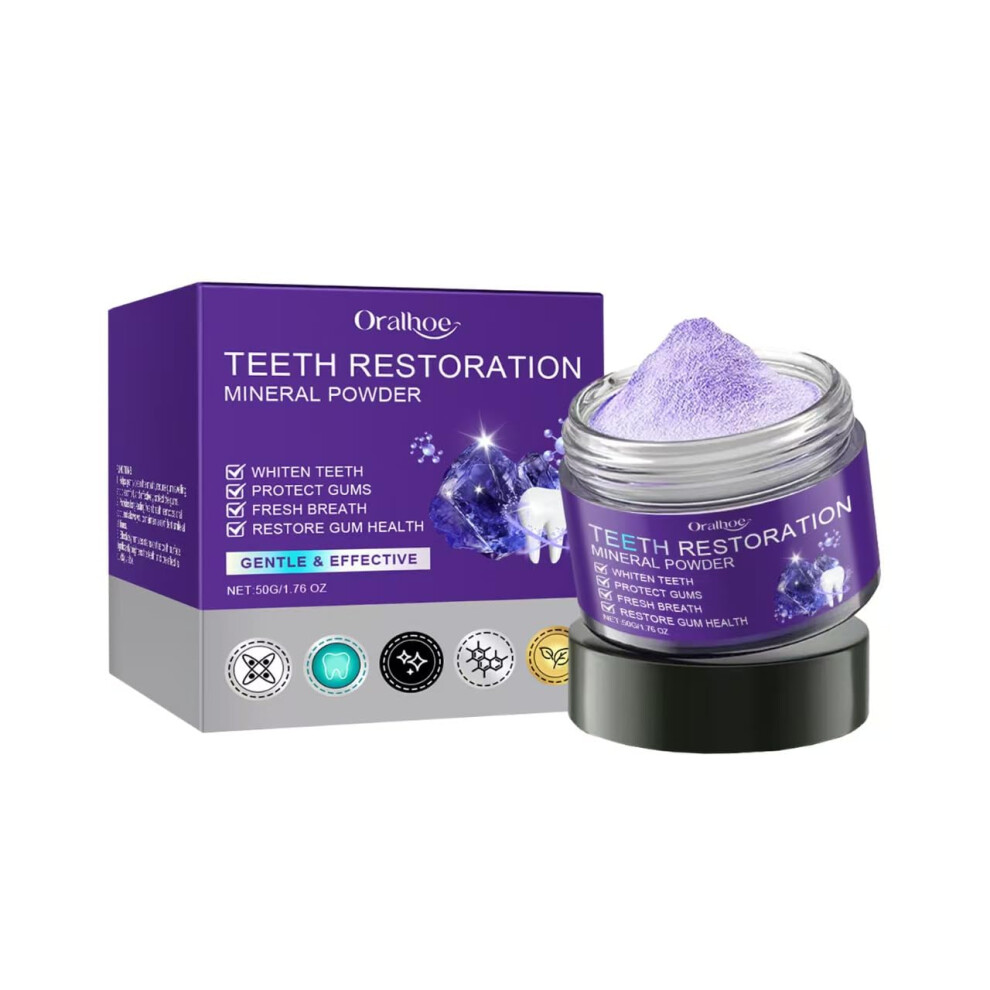 Purple Tooth Powder Natural Teeth Whitening Mineral Gentle Cleaning And Polishing 50G
