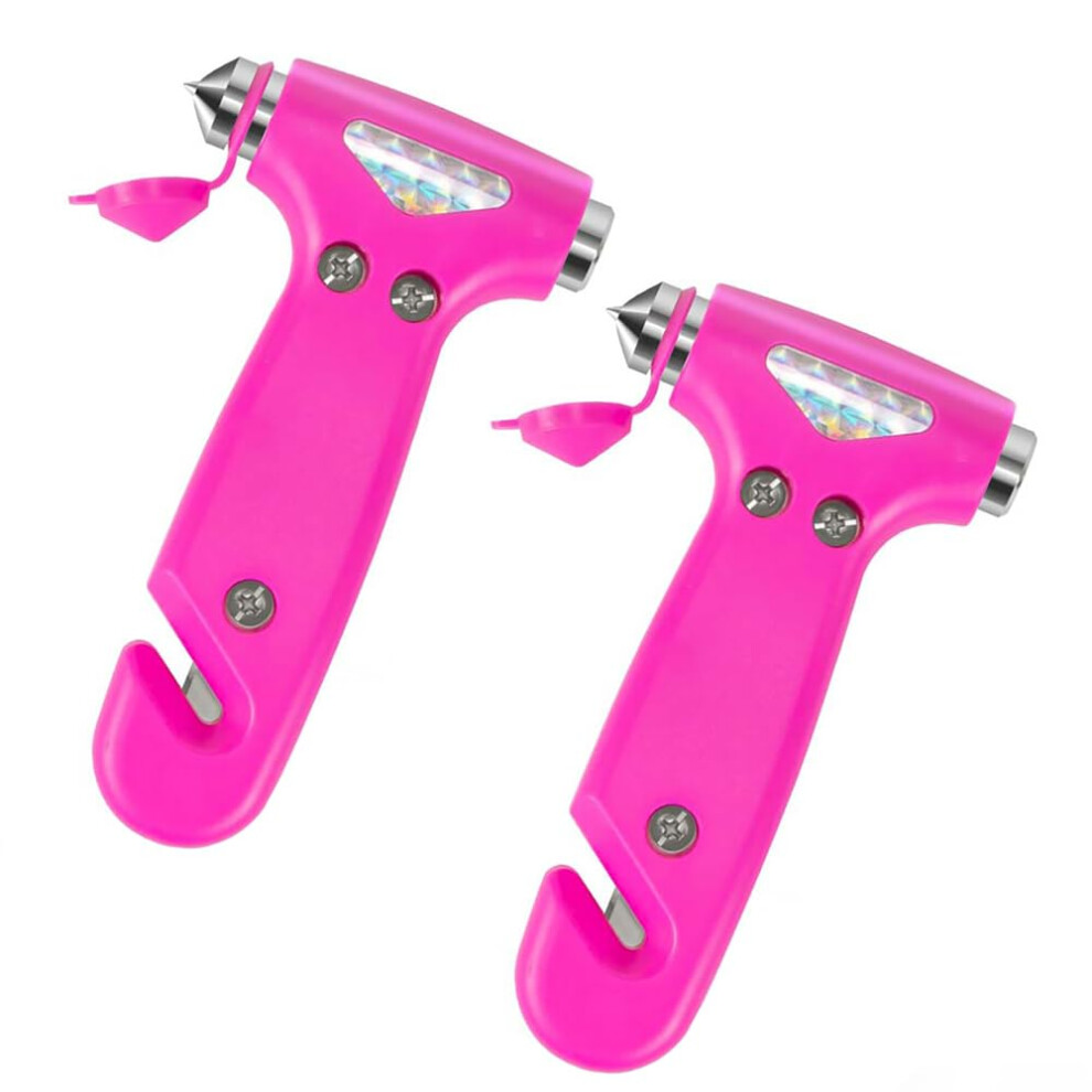 Car Safety Hammer 2 Pack With Dualhead Window Breaker And Emergency Seatbelt Cutter Â Pink 9070919810312