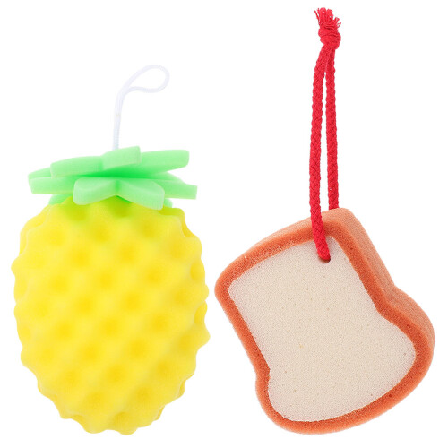 2Pièces Éponge Douce Bébé Pour Douche Jaune En Matière Durable