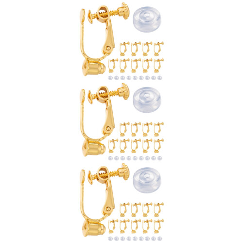 3Ensembles Bases D'oreilles Clip Dorées Pour DIY Confortables 2