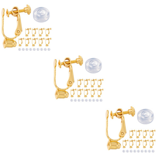 3Ensembles Bases D'oreilles Clip Dorées Pour DIY Confortables 1