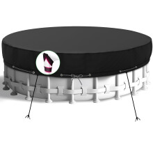 10Ft Above Ground Pool Cover Heavy Duty Waterproof Round Cover with Windproof Ropes Black