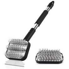 Grill Brush and Scraper, Bristle Free, Safe for Grill, Stainless Steel, Grate Cleaner, Gifts for Grill Wizard/Men/Dad